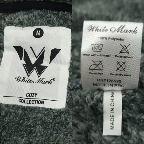 White Mark Sherpa Full Zip Hoodie Sweater Jacket Size M Fleece Pockets Gray NEW - Picture 7 of 16